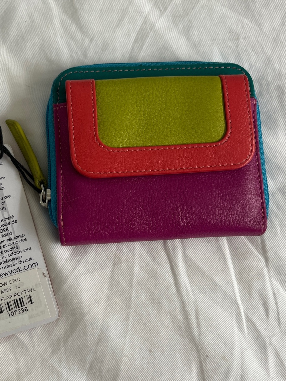 ILI New York Colorblock Zip Wallet in Pink, Red, Lime & Teal - NWT